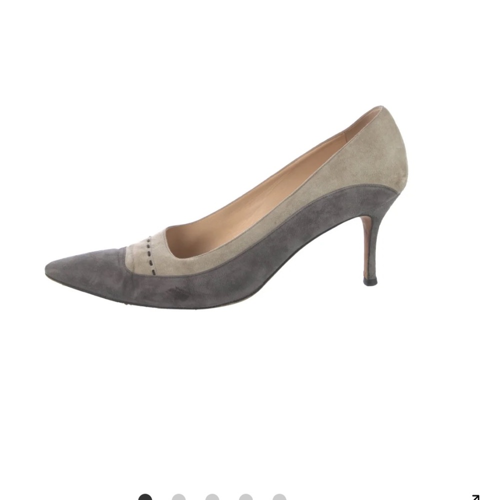Manolo Blahnik Suede Colorblock Pattern Pumps